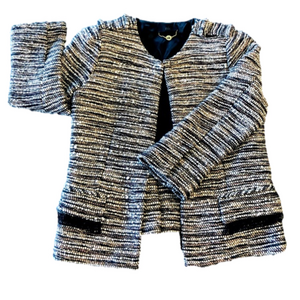 NK of Brazil Tweed Blazer Fringe Pocket SZ 40 Designer Career Luxury